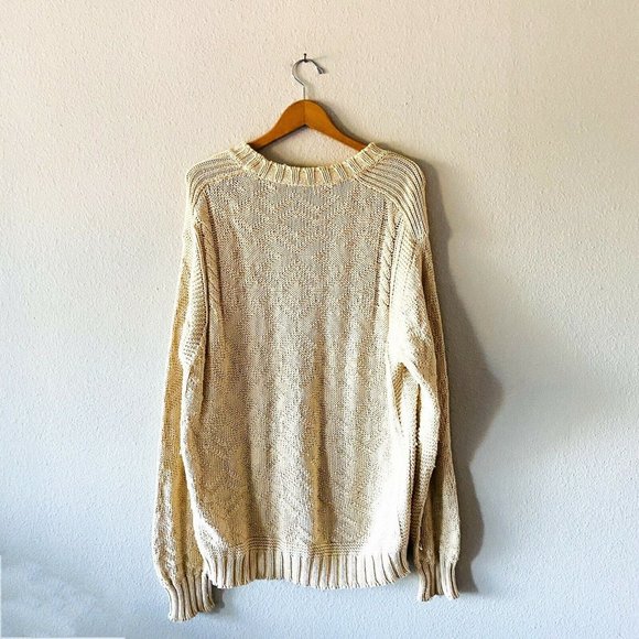 Tom Ford cream cable knit sweater 100% cotton crewneck size 54